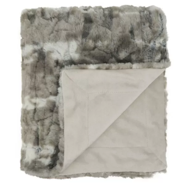 Blankets & Throws-Kirkland's Home Faux Mink Fur Throw Gray