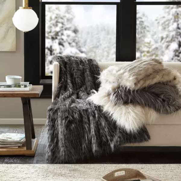 Blankets & Throws-Kirkland's Home Faux Mink Fur Throw Tan