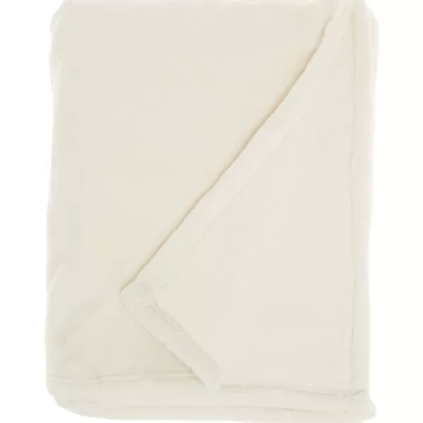 Blankets & Throws-Kirkland's Home Faux Sheared Mink Throw Ivory