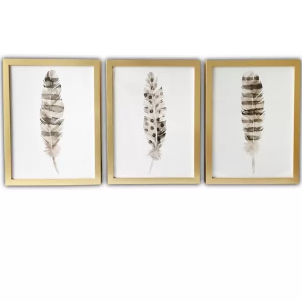 Framed Art-Kirkland's Home Feathers Framed Art Prints, Set Of 3 White/Brown