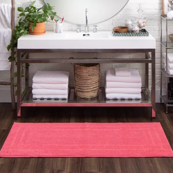 Bathroom Rugs-Kirkland's Home Fiesta Plush Reversible Cotton Bath Mat, 60 In. Pink