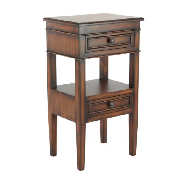Accent & End Tables-Kirkland's Home Fir Wood Tiered Side Table Brown