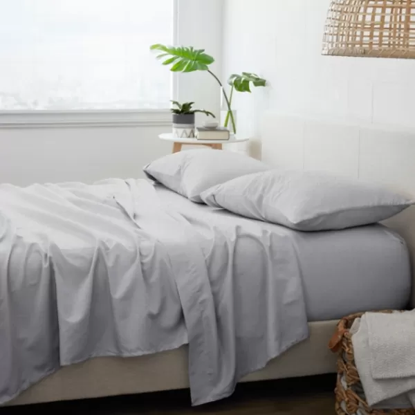 Bed Sheets-Kirkland's Home Flannel Cotton 4-Pc. Queen Bed Sheet Set Gray