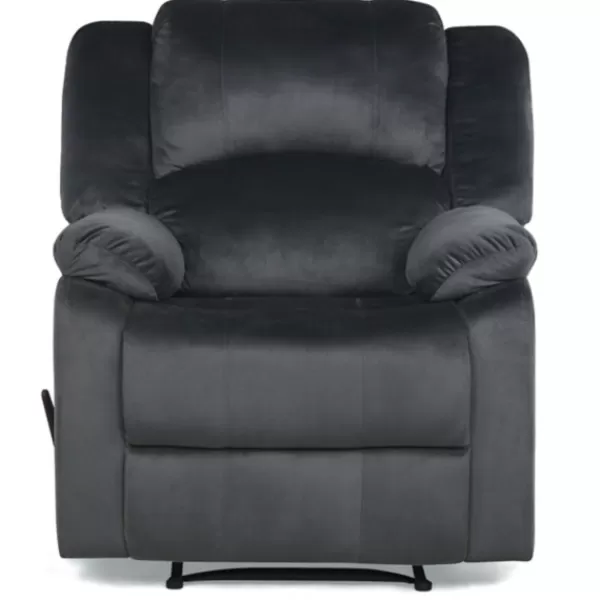 Accent Chairs-Kirkland's Home Flannel Overstuffed Pull Recliner Gray
