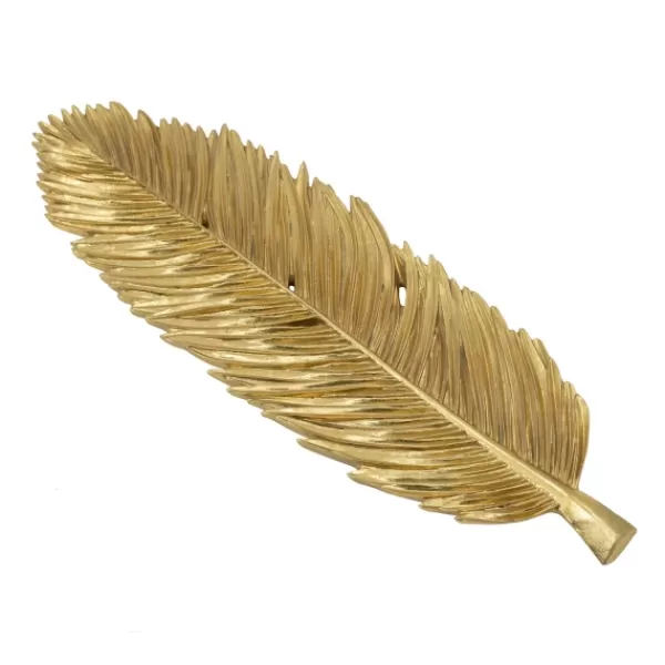 Decorative Trays-Kirkland's Home Flat Leaf Tray Gold