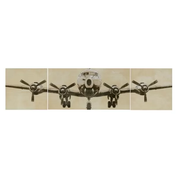 Canvas Art-Kirkland's Home Flight Design Canvas Art Prints, Set Of 3 Tan/Black