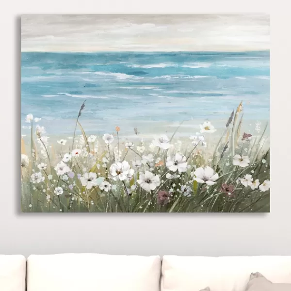Canvas Art-Kirkland's Home Floral Beach Giclee Canvas Art Print, 40X32 In. White/Blue/Green