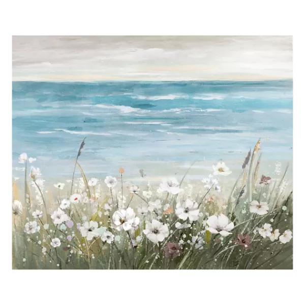 Canvas Art-Kirkland's Home Floral Beach Giclee Canvas Art Print, 40X32 In. White/Blue/Green