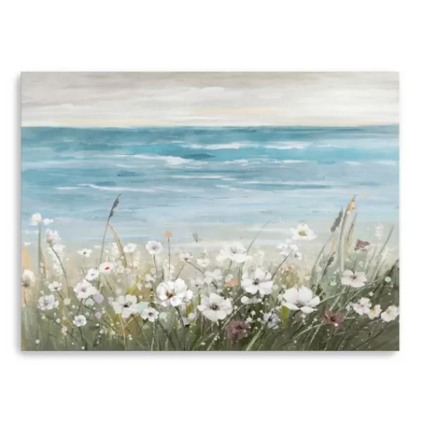 Canvas Art-Kirkland's Home Floral Beach Giclee Canvas Art Print, 48X36 In. Blue
