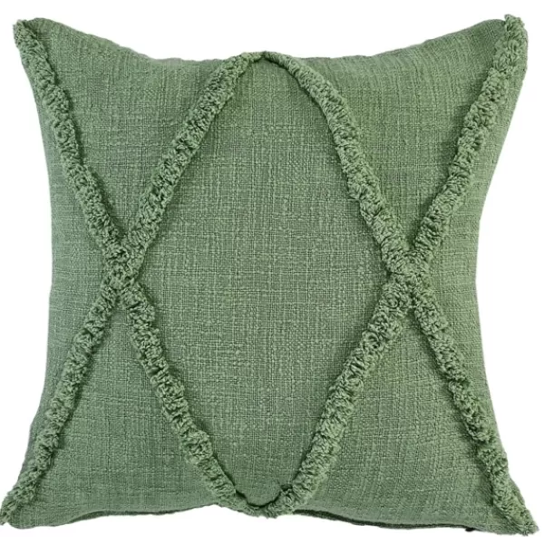Pillows-Kirkland's Home Forest Fringe Diamond Pillow, 20 In. Green