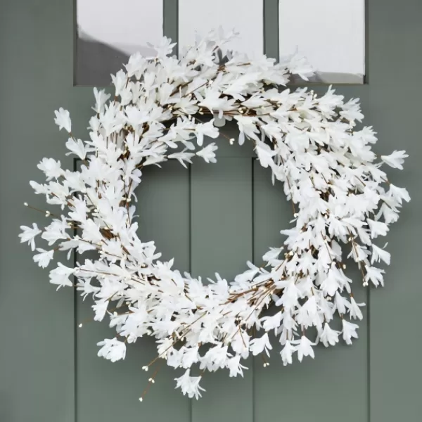 Wreaths-Kirkland's Home Forsythia Flowers Wreath White