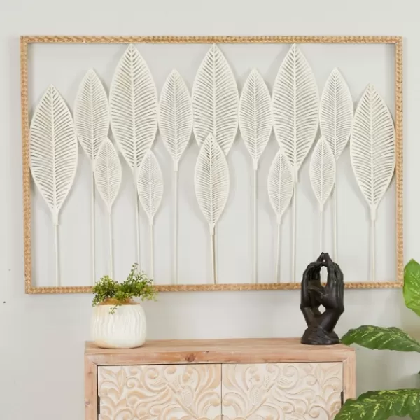 Wall Plaques-Kirkland's Home Framed Cut-Out Leaves Wall Plaque White