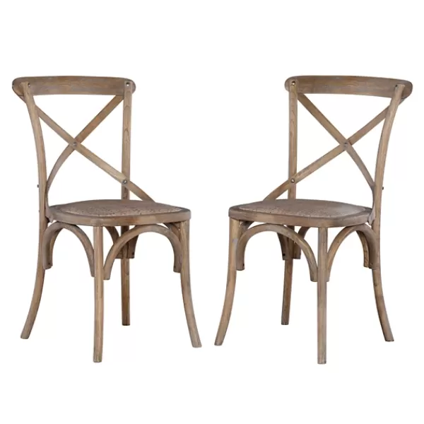 Dining Chairs-Kirkland's Home French Country X-Back Dining Chairs, Set Of 2 Gray