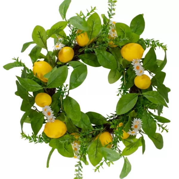 Wreaths-Kirkland's Home Fresh Daisies And Lemons Wreath Green/Yellow/White