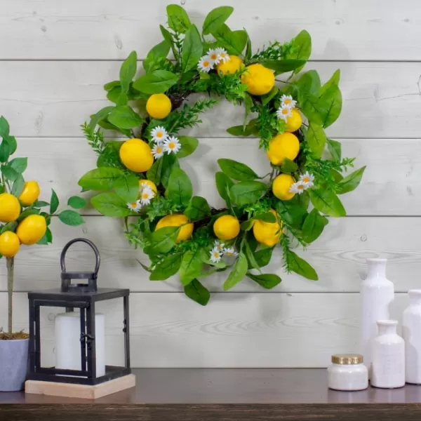 Wreaths-Kirkland's Home Fresh Daisies And Lemons Wreath Green/Yellow/White