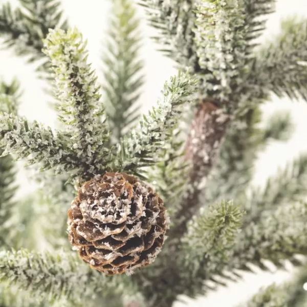 Trees & Topiaries-Kirkland's Home Frosted Pinecone Tree In Whitewash Planter, 24 In. Green/White/Brown