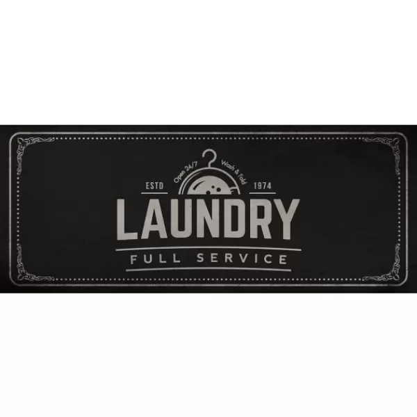 Kitchen & Floor Mats-Kirkland's Home Full Service Laundry Black Floor Mat, 24X60 Black/White