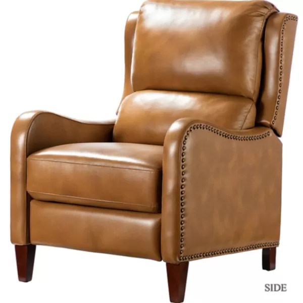 Accent Chairs-Kirkland's Home Full-Grain Leather Recliner Accent Chair Brown