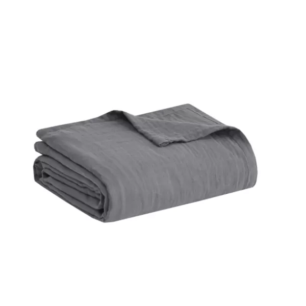 Blankets & Throws-Kirkland's Home Full/Queen Lightweight Cotton Blanket Gray