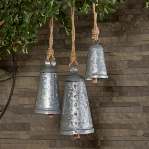 Decorative Accents-Kirkland's Home Galvanized Iron Hanging Bells, Set Of 3 Silver