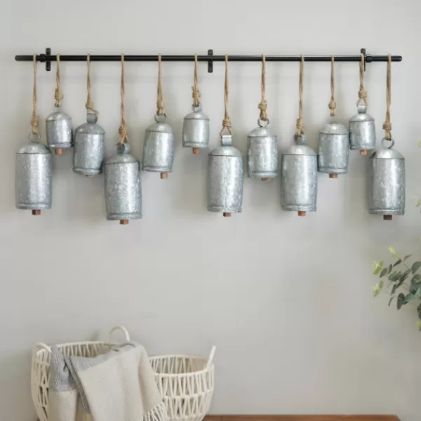 Decorative Accents-Kirkland's Home Galvanized Round Bells Wall Plaque Silver