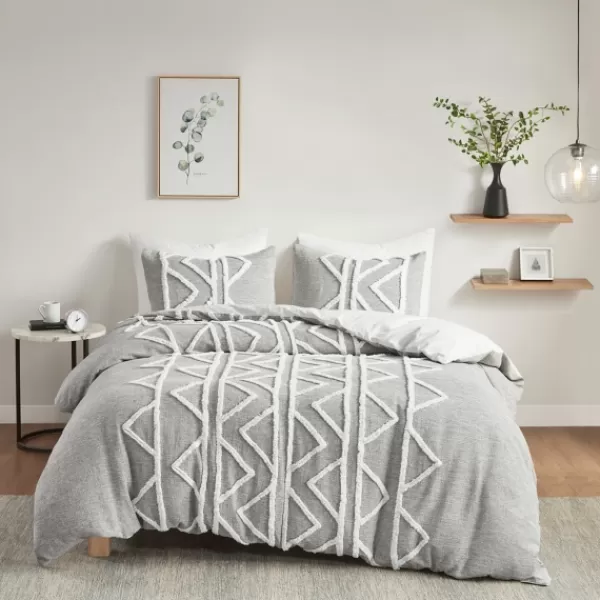Comforters-Kirkland's Home Geometric 3-Pc. Full/Queen Comforter Set Gray