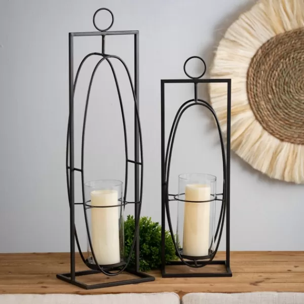 Sconces-Kirkland's Home Geometric Oval 2-Pc. Hurricane Sconce Set