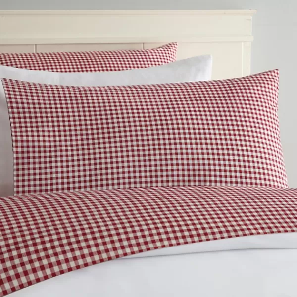 Bed Sheets-Kirkland's Home Gingham King 3-Pc. Sheet Set Red