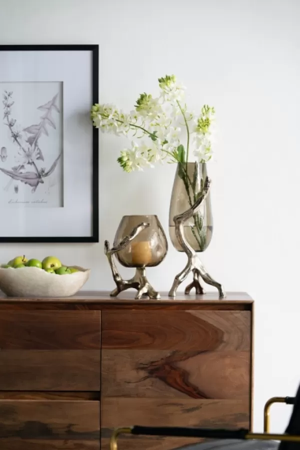 Candle Holders-Kirkland's Home Glass And Metal Driftwood Candle Holder Gold