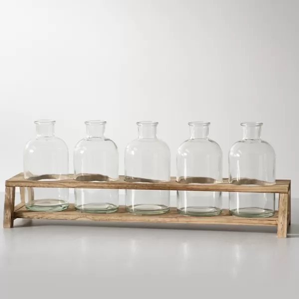 Vases-Kirkland's Home Glass Bottle Vase And Crate 5-Pc. Set Clear