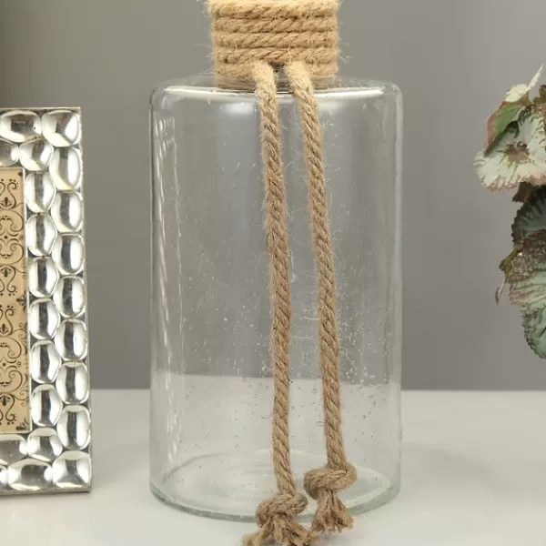 Table Lamps-Kirkland's Home Glass Jug Table Lamp With Rope Trim Tan