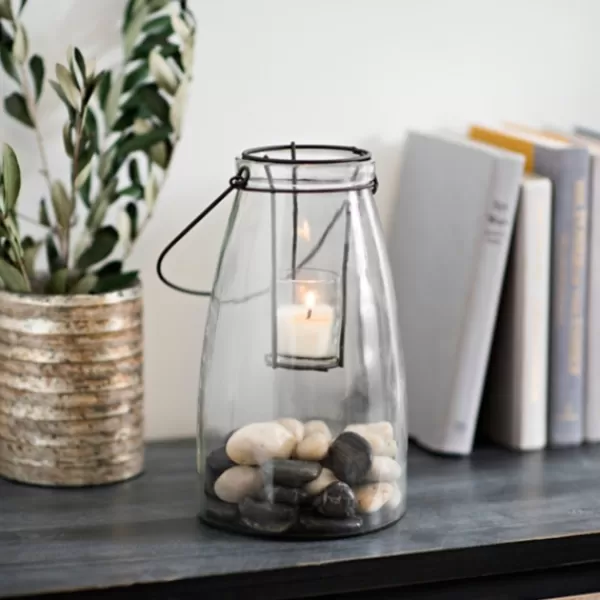 Lanterns-Kirkland's Home Glass Lantern With Metal Insert Clear