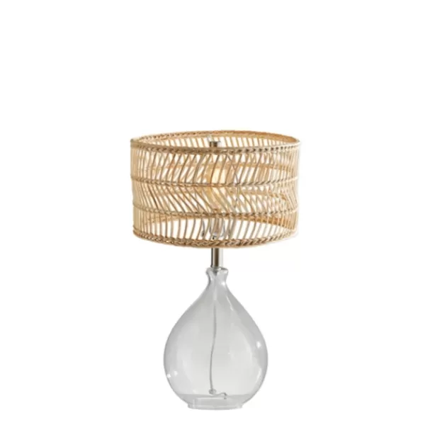 Table Lamps-Kirkland's Home Glass Teardrop Natural Rat Table Lamp Tan