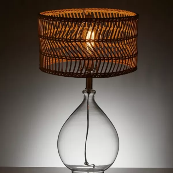 Table Lamps-Kirkland's Home Glass Teardrop Natural Rat Table Lamp Tan