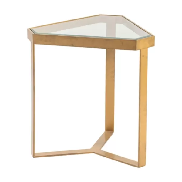 Accent & End Tables-Kirkland's Home Glass Top Triangle Accent Table Gold