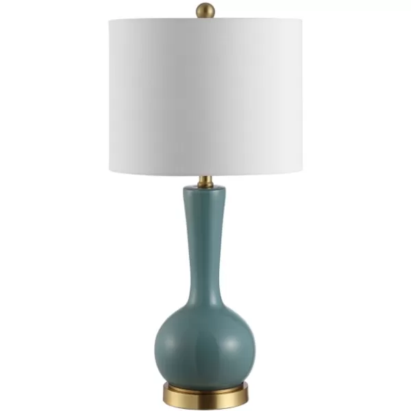 Table Lamps-Kirkland's Home Glazed Blue Glass Teardrop Table Lamp White