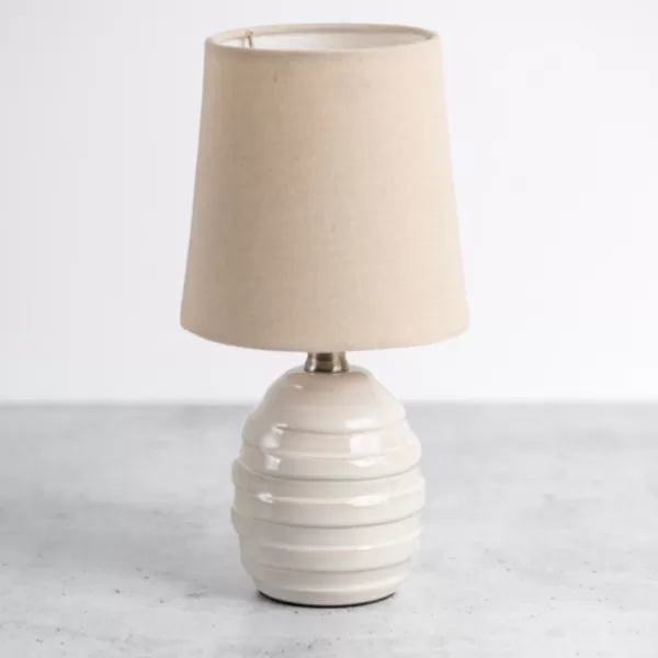 Table Lamps-Kirkland's Home Glazed Ivory Stride Mini Table Lamp Tan