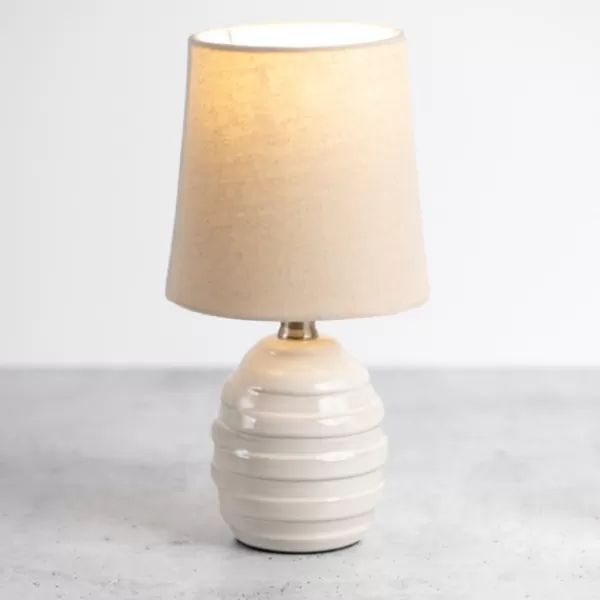 Table Lamps-Kirkland's Home Glazed Ivory Stride Mini Table Lamp Tan