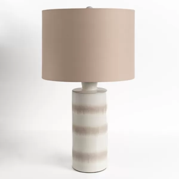 Table Lamps-Kirkland's Home Glazed Sand Stripes Table Lamp Tan