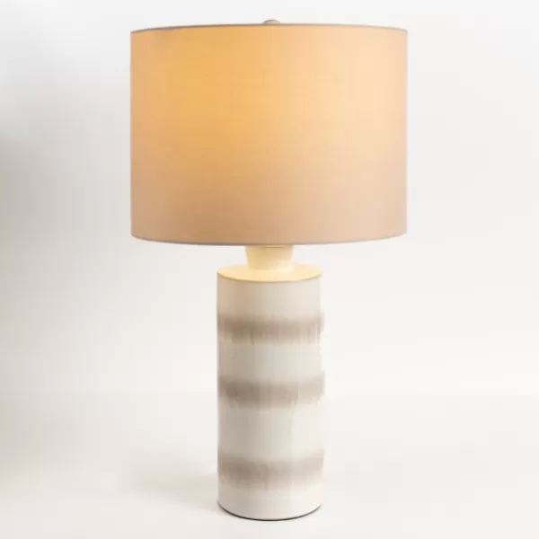 Table Lamps-Kirkland's Home Glazed Sand Stripes Table Lamp Tan