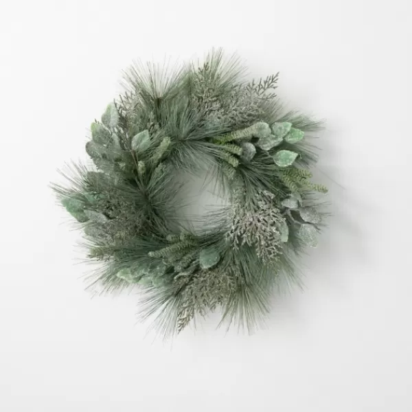 Wreaths-Kirkland's Home Glistening Eucalyptus Cedar Mini Wreath, 18 In. Green