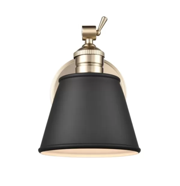 Sconces-Kirkland's Home Gold And Black Metal Tapered Shade Wall Sconce