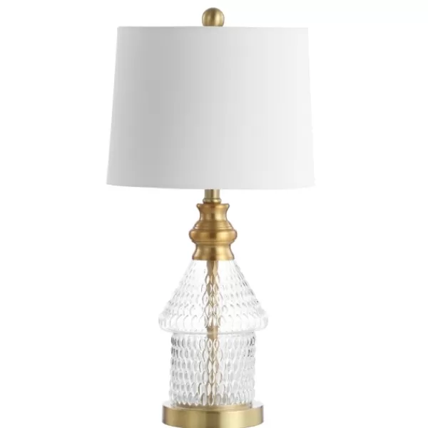 Table Lamps-Kirkland's Home Gold And Clear Bubble Glass Table Lamp White