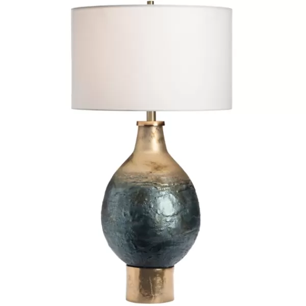 Table Lamps-Kirkland's Home Gold And Navy Ombre Glass Orb Table Lamp White