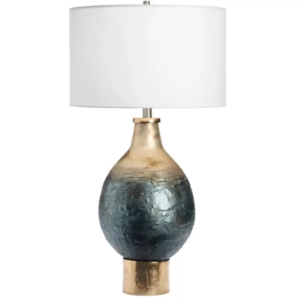 Table Lamps-Kirkland's Home Gold And Navy Ombre Glass Orb Table Lamp White