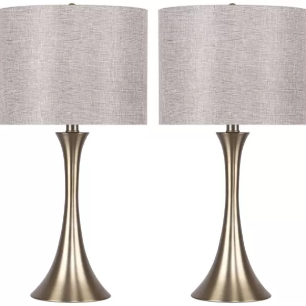 Table Lamps-Kirkland's Home Gold And Tapered Table Lamps, Set Of 2 Gray