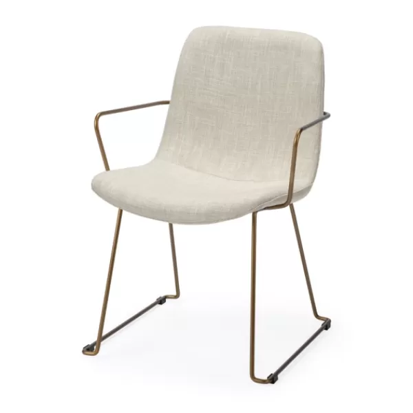 Dining Chairs-Kirkland's Home Gold And Upholstered Dining Chair Ivory