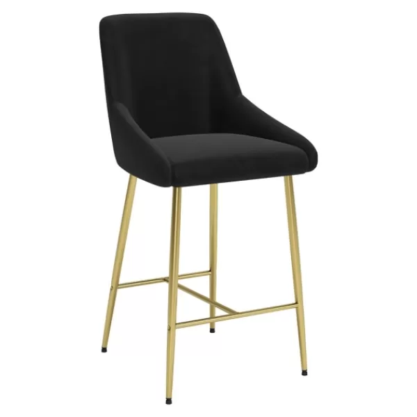 Bar Stools & Counter Height Stools-Kirkland's Home Gold And Velvet Counter Stool Black