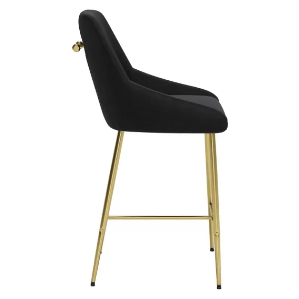 Bar Stools & Counter Height Stools-Kirkland's Home Gold And Velvet Counter Stool Black