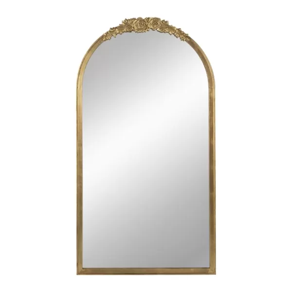 Decorative Mirrors-Kirkland's Home Gold Floral Top Arch Frame Floor Mirror, 27X52 In.